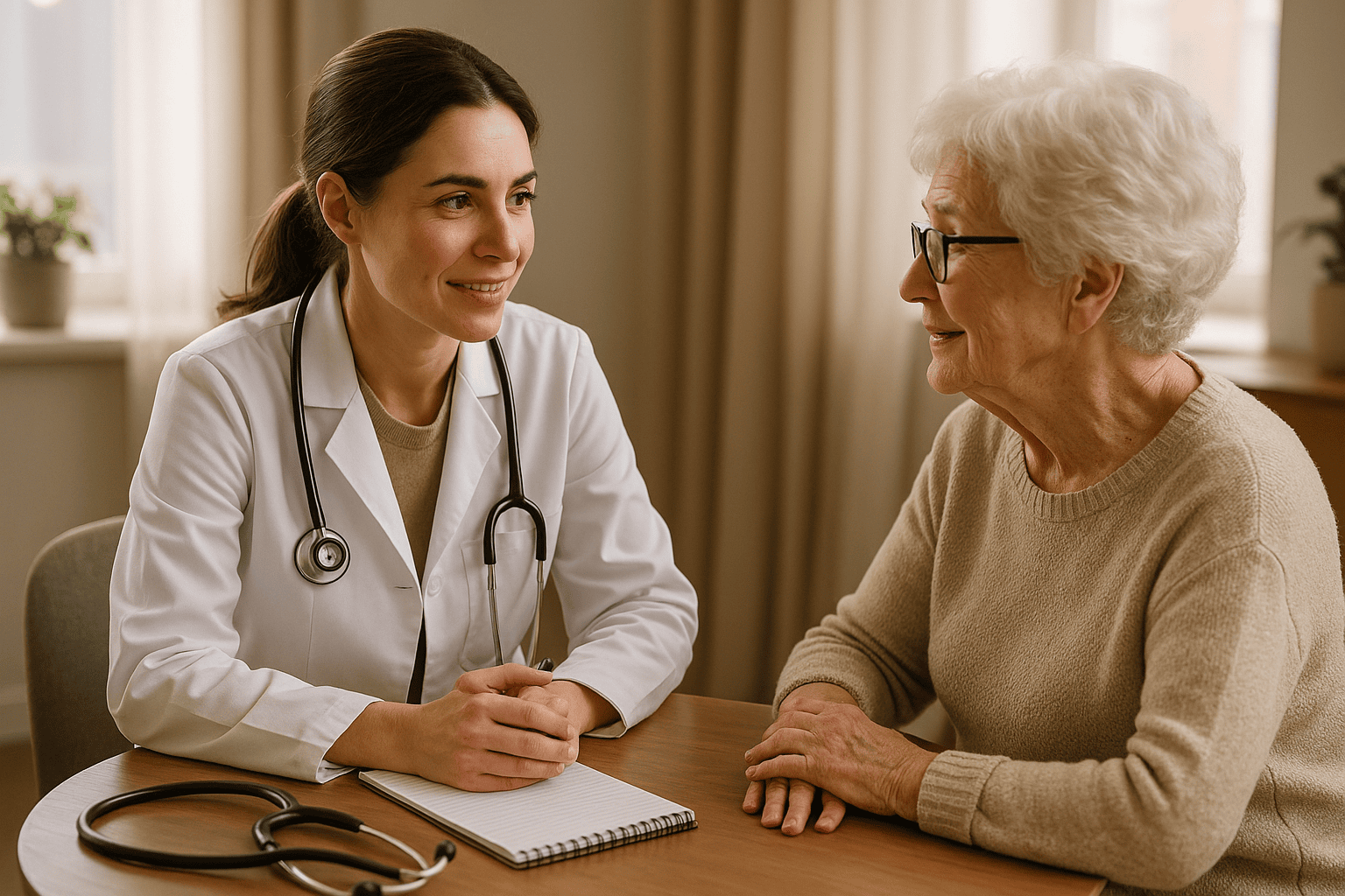 Doctor discussing magnesium supplements with a senior patient in a consultation room