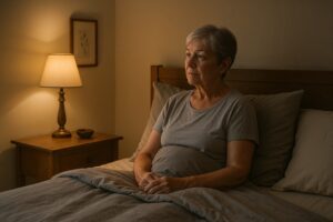 Older adult awake in bed illustrating sleep changes with age