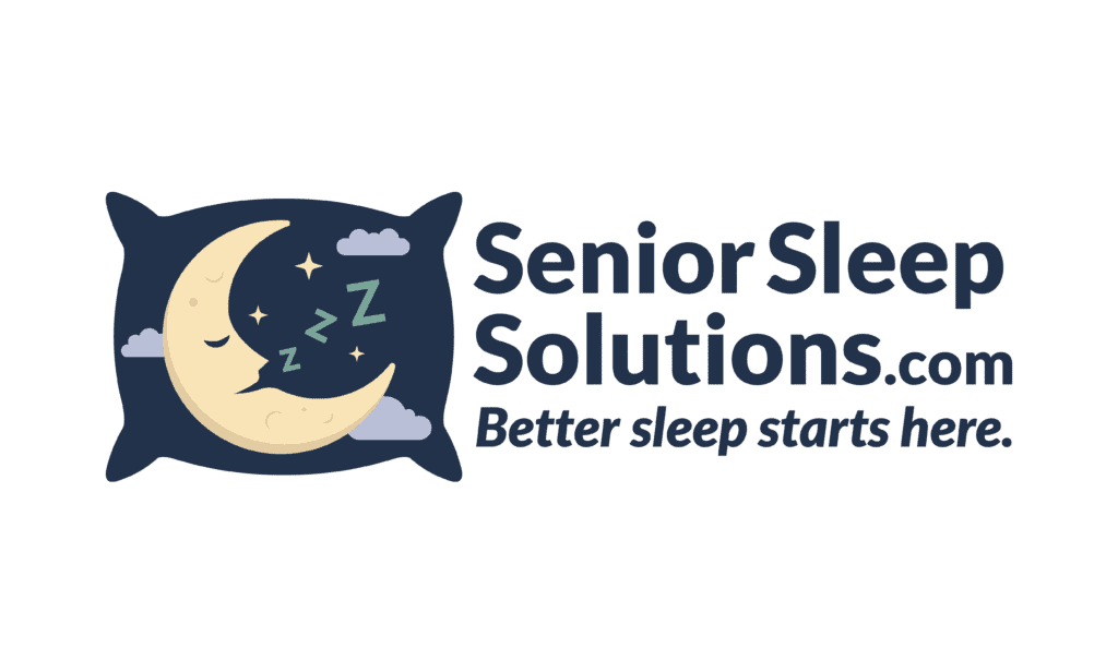 Official logo for seniorsleepsolutions.com including the tagline "Better sleep starts here"